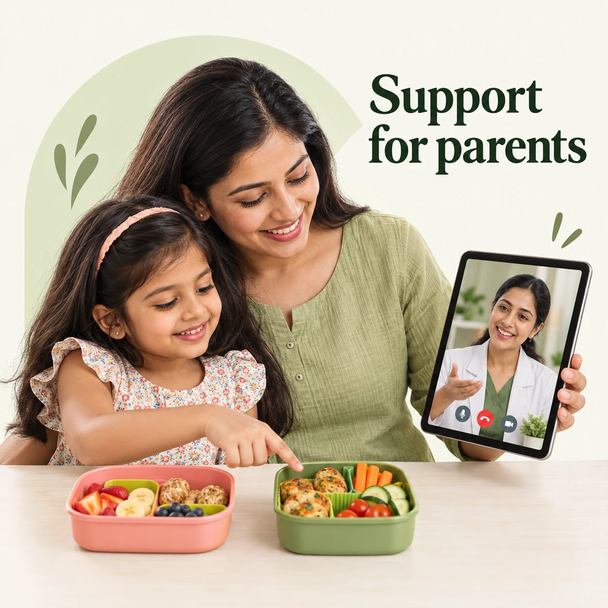 Mother and daughter speaking with a dietitian online
