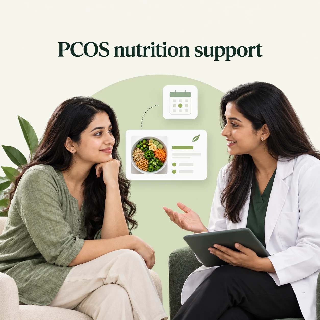 Woman discussing nutrition with a healthcare professional